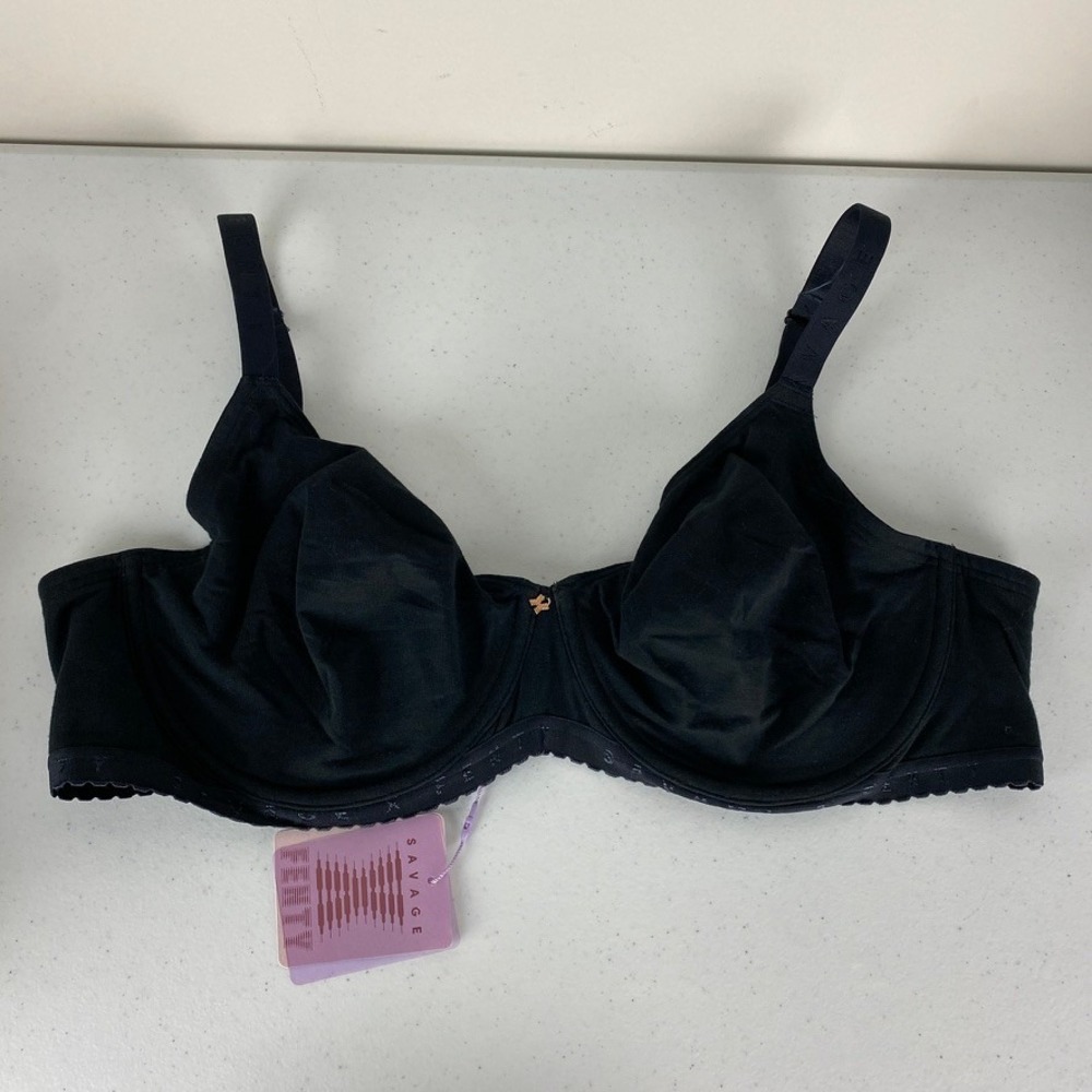 Savage‎ X Fenty Black Balconette Bra Underwire Womens Size 44D Soft Cup NWT